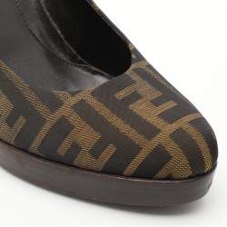 Fendi Brown FF Zucca Canvas Pumps Size 38