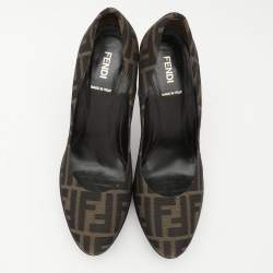 Fendi Brown FF Zucca Canvas Pumps Size 38