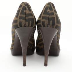 Fendi Brown FF Zucca Canvas Pumps Size 38