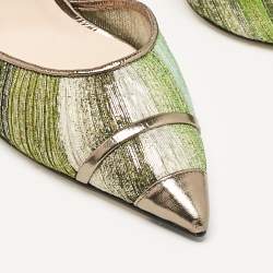 Pre Owned Fendi Multicolor Fabric and Leather Slingback Pumps Size 37.5