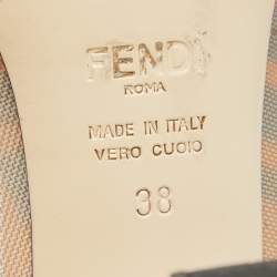 Pre Owned Fendi Brown/Cream Mesh and Leather Colibri Pumps Size 38