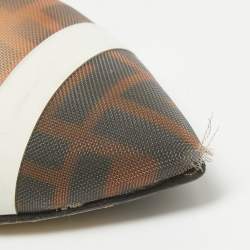 Pre Owned Fendi Brown/Cream Mesh and Leather Colibri Pumps Size 38