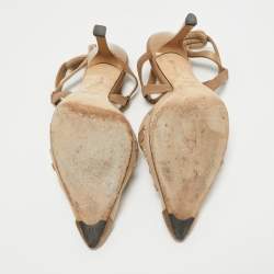 Pre Owned Fendi Beige Mesh and Satin Colibri Pumps Size 37.5