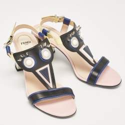 Pre Owned Fendi Multicolor Leather Embellished Ankle Strap Sandals Size 37