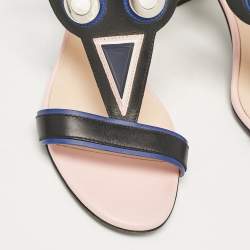 Pre Owned Fendi Multicolor Leather Embellished Ankle Strap Sandals Size 37