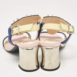 Pre Owned Fendi Multicolor Leather Embellished Ankle Strap Sandals Size 37