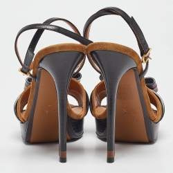 Pre Owned Fendi Brown Leather and Suede Ankle Strap Sandals Size 40