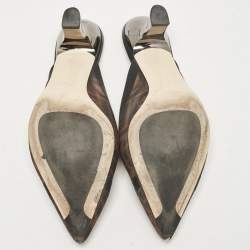 Pre Owned Fendi Beige/Black Leather and Mesh Colibri Mules Size 39.5