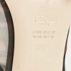 Pre Owned Fendi Beige/Black Leather and Mesh Colibri Mules Size 39.5