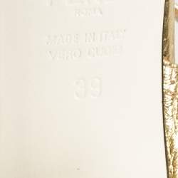 Fendi Gold Leather Block Heel Ankle Strap Sandals Size 39