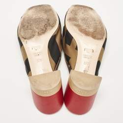 Pre Owned Fendi Black/Olive Green Logo Print Knotted Satin Slide Sandals Size 37.5