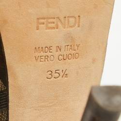 Fendi Brown Canvas Fendista Platform Pumps Size 35.5