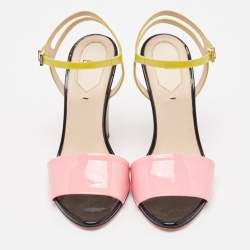 مملوكة مسبقًا Fendi Multicolor Patent Leather Ankle Strap Sandals Size 37