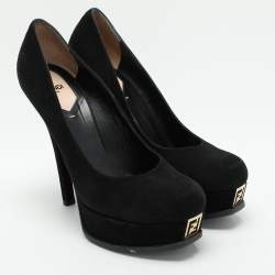 Fendi Black Suede Fendista Platform Pumps Size 39