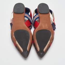 Pre Owned Fendi Multicolor Canvas Mesh Colibri Slingback Flats Size 39