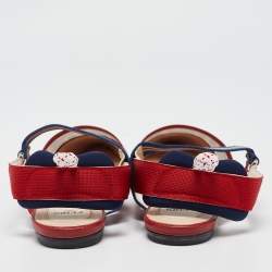 Pre Owned Fendi Multicolor Canvas Mesh Colibri Slingback Flats Size 39