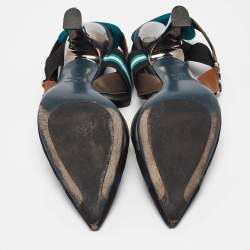 مملوكة مسبقًا Fendi Multicolor Canvas and Mesh Colibri Pumps Size 41