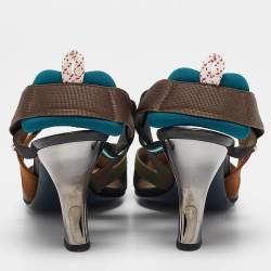 مملوكة مسبقًا Fendi Multicolor Canvas and Mesh Colibri Pumps Size 41