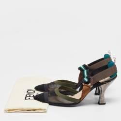 مملوكة مسبقًا Fendi Multicolor Canvas and Mesh Colibri Pumps Size 41