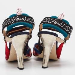 Fendi Multicolor Canvas Colibri Pumps Size 40