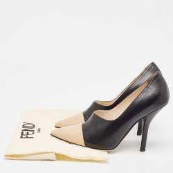 Fendi Black/Beige Leather Pointed Toe Pumps Size 41