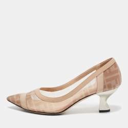 Fendi Pink Crystal Embellished Mesh and Canvas Colibri