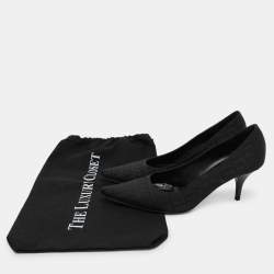 Pre Owned Fendi Black FF Canvas Pointed Toe Pumps Size 38.5