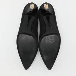 Pre Owned Fendi Black FF Canvas Pointed Toe Pumps Size 38.5