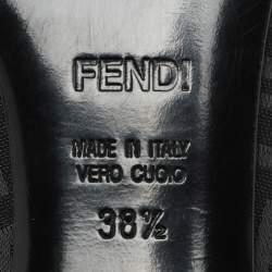Pre Owned Fendi Black FF Canvas Pointed Toe Pumps Size 38.5