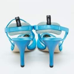 Pre Owned Fendi Blue Tulle and Satin Colibri Lite Slingback Pumps Size 39