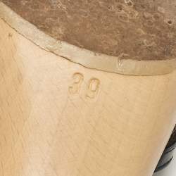 Pre Owned Fendi Brown Canvas and Patent Leather Zucca Slide Sandals Size 39