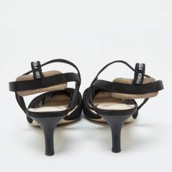 Pre Owned Fendi Black Tulle And Satin Colibri Lite Slingback Sandals Size 39
