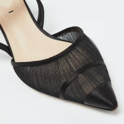 Pre Owned Fendi Black Tulle And Satin Colibri Lite Slingback Sandals Size 39