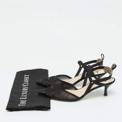 Pre Owned Fendi Black Tulle And Satin Colibri Lite Slingback Sandals Size 39