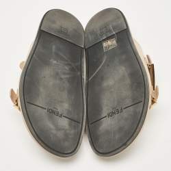 Pre Owned Fendi Beige Leather Flat Sandals Size 40