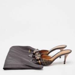 Fendi Zucca Canvas Pride and Prejudice Bow Slides Size 39