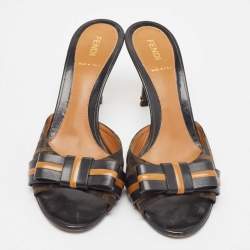 Fendi Zucca Canvas Pride and Prejudice Bow Slides Size 39