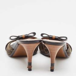 Fendi Zucca Canvas Pride and Prejudice Bow Slides Size 39