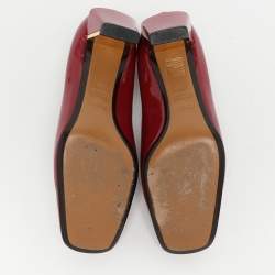 Fendi Burgundy Patent Leather Embellished Block Heel Pumps Size 38