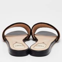 Fendi Brown Zucca Velvet Flat Slides Size 39