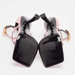 Fendi x Versace Pink Satin Crystal Embellished Ankle Strap Sandals Size 37