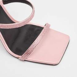 Fendi x Versace Pink Satin Crystal Embellished Ankle Strap Sandals Size 37