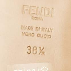 Fendi Blue Mink Fur Baguette Flat Slides Size 38.5