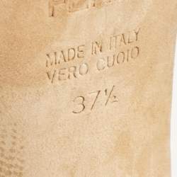 Pre Owned Fendi Navy Blue Leather Ankle Strap Sandals Size 37.5