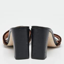 Pre Owned Fendi Beige Velvet FF Slide Sandals Size 38.5