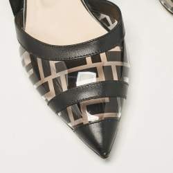 Pre Owned Fendi Black Zucca PVC and Leather Colibri Slingback Pumps Size 40
