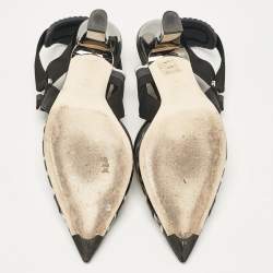 Pre Owned Fendi Black Zucca PVC and Leather Colibri Slingback Pumps Size 40