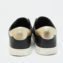 Pre Owned Fendi Black Leather Rockoclick Slip On Sneakers Size 39