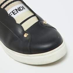 Pre Owned Fendi Black Leather Rockoclick Slip On Sneakers Size 39