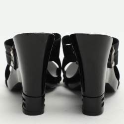 Fendi Black FF Canvas Criss Cross Slide Sandals Size 39